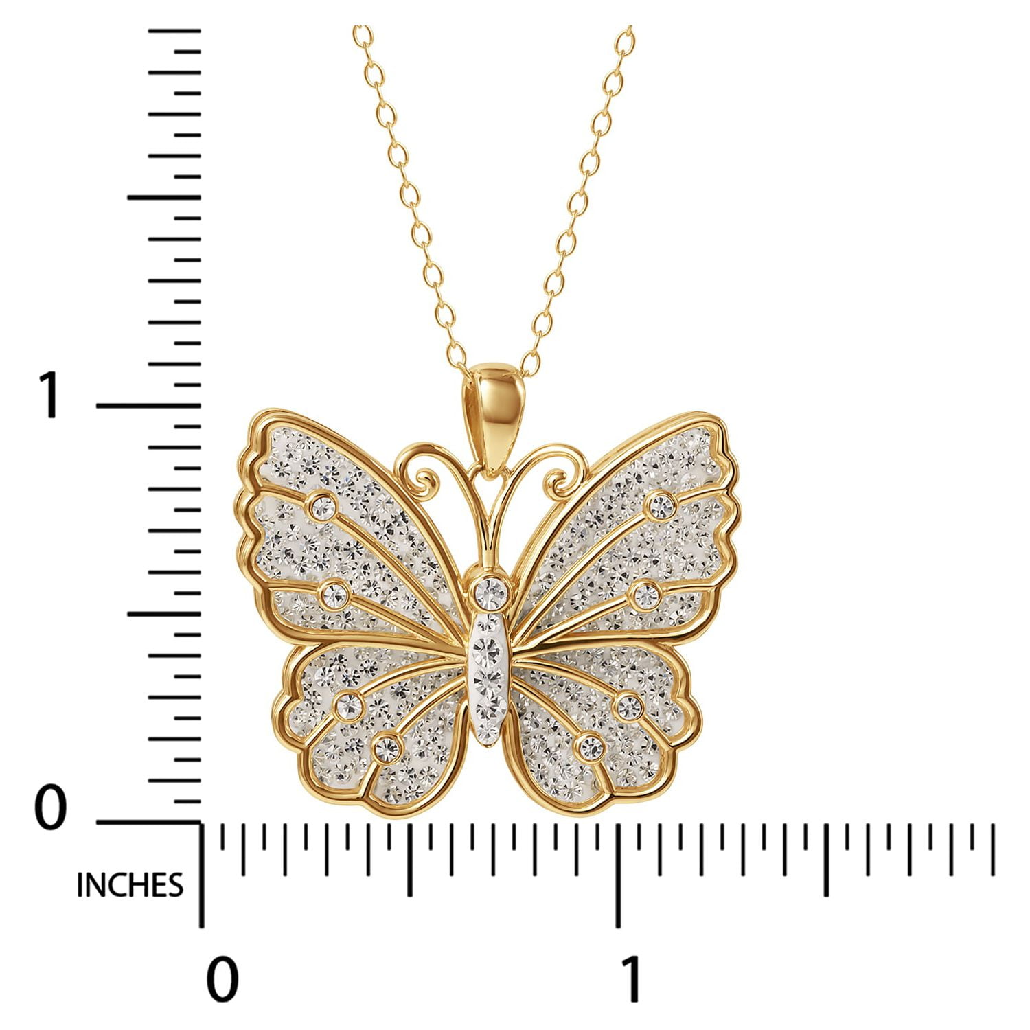 Brilliance Fine Jewelry Crystal Butterfly Gold-Tone Sterling Silver Pendant Necklace