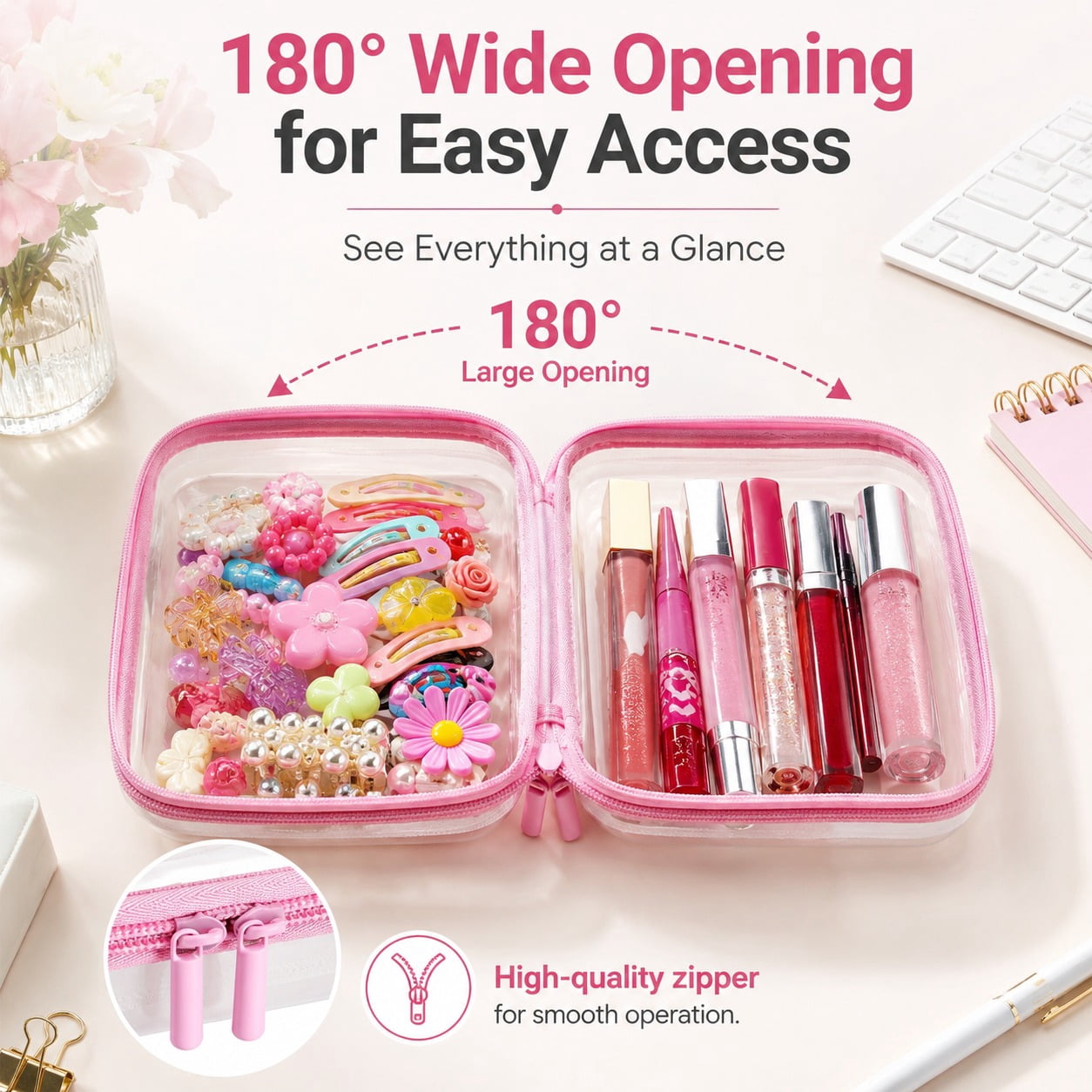 4 Pcs Clear Hard Zipper Case Tutuviw Transparent Hard Case Clear Makeup Bag Portable Organizer Bin Travel Plastic Pouch for Building Blocks Puzzles Storage Box (Multicolor, 9 x 7.8in)