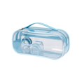 thumbnail image 2 of Large Pencil Case 2 Compartments, Clear Pen Pencil Pouch with Zipper, Multifunction Transparent Stationery Bag for Student College Office Teen Makeup Bag for Adults Travel (Sky Blue), 2 of 9