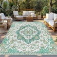 thumbnail image 2 of Turquoise Boho Outdoor Rug for Patio/Deck/Porch, Non-Slip Large Area Rug 5 x 8 Ft, Vintage Abstract Art Floral Ethnic Tribe Indoor Outdoor Rugs Washable Area Rugs, Camping Rug Carpet Runner, 2 of 8
