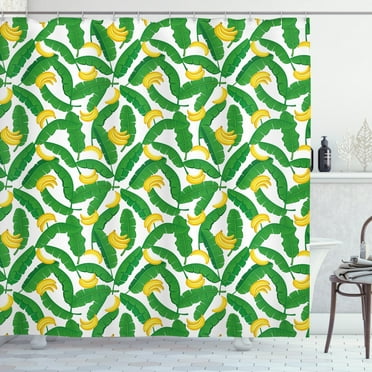 Ambesonne Nature Shower Curtain, Banana Art, 69"Wx75"L, Hunter Green Yellow