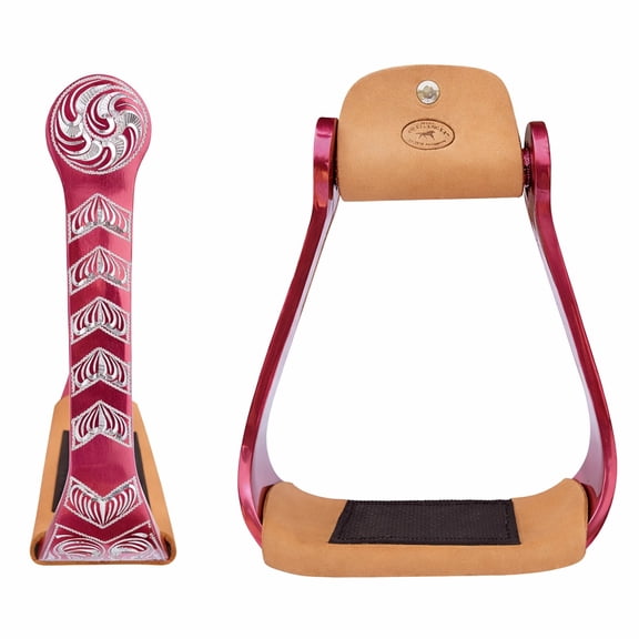 Horse Western 5" Wide Barrel Racer Bronze Engraved Aluminum Show Stirrups 51244PK