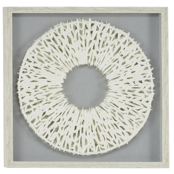 20" x 20" White Geometric Handmade 3D Circle Origami Shadow Box with Canvas Backing, by DecMode