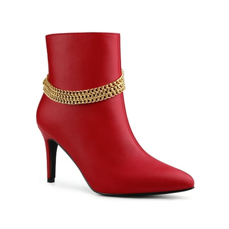 

Allegra K Women s Pointy Toe Stiletto Heels Chain Ankle Boots