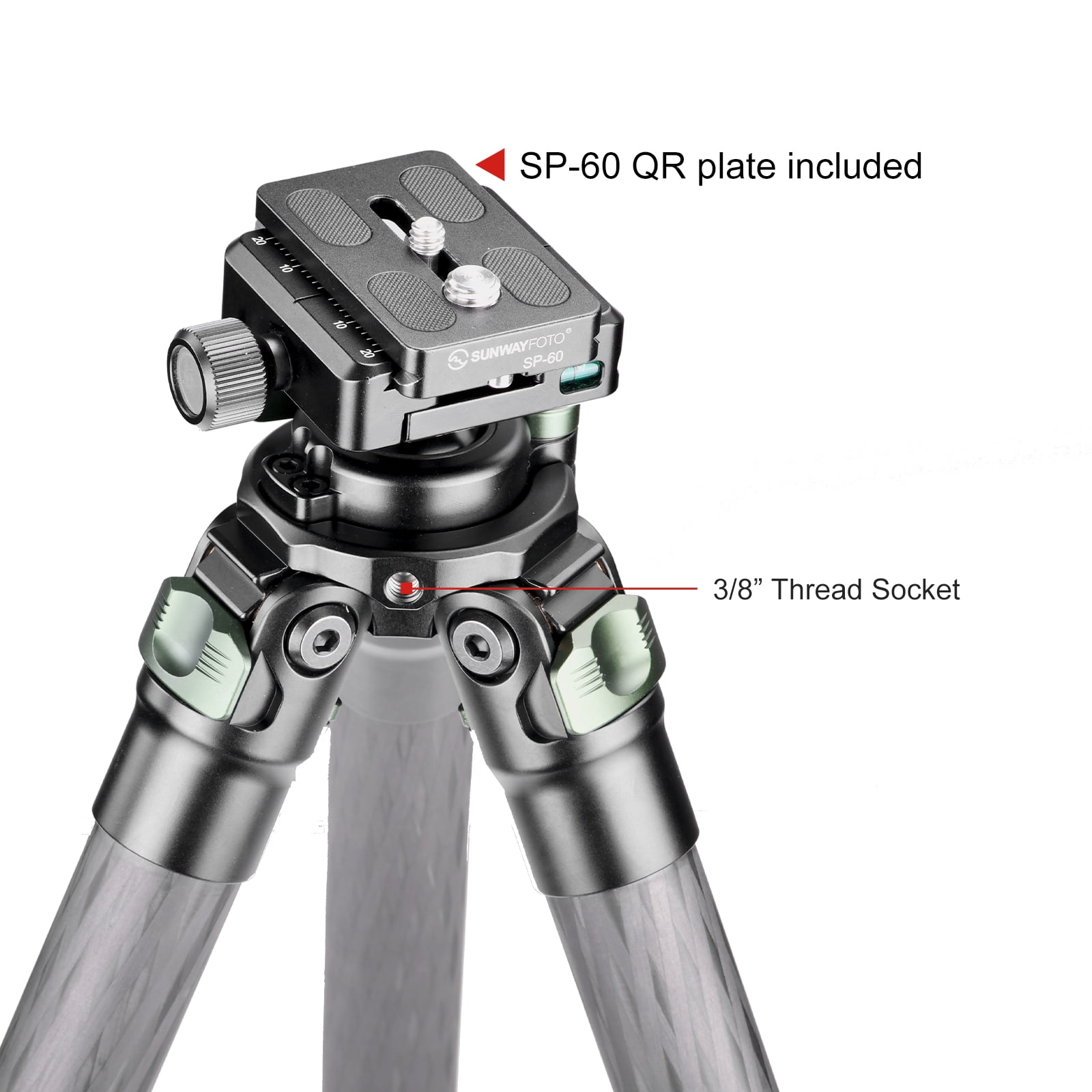 Sunwayfoto T2830CS-P Carbon Fiber Tripod for Hunting with Inverted Ball Head