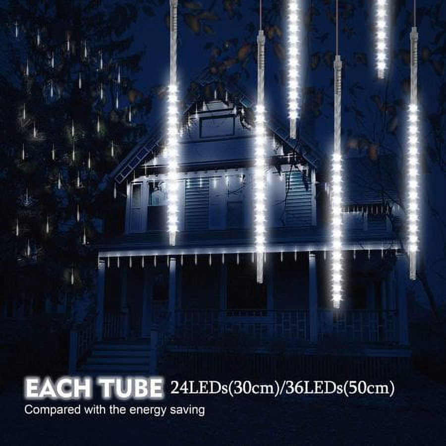 PEMOTech Kerstverlichting voor buiten, 15 buizen, 40 cm, 540 leds, ijspegels, lichtketting voor buiten, waterdicht, vallende regenverlichting voor Kerstmis, Halloween, kerstboom, kerstdecoratie buiten