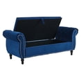 thumbnail image 6 of Navy Blue Velvet Storage Ottoman with Nailhead Trim and Pillow, 6 of 7