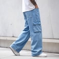 thumbnail image 3 of Smawell Men's Wide Leg Cargo Jeans, Light Wash Denim Pants, 3 of 6