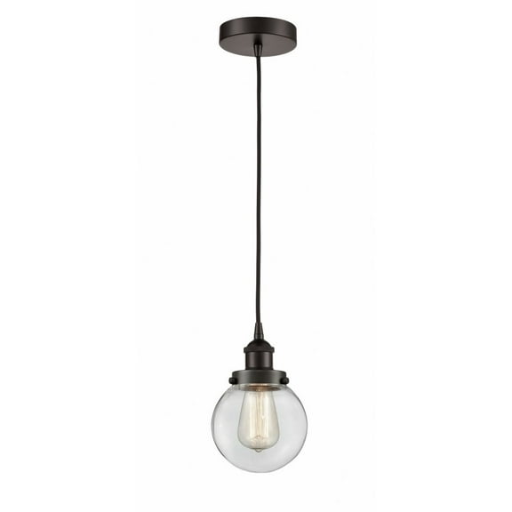 616-1PH-OB-G202-6-LED-Innovations Lighting-Beacon - 1 Light Mini Pendant In Industrial Style-9.5 Inches Tall and 6 Inches Wide Oil Rubbed Bronze Clear