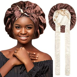 2pcs Large Satin Silk Hair Bonnet For Sleeping,elastic Wide Band Bonnets  For Black Women Braids,silk Hair Wrap Night Sleep Caps For Women Curly And  Na