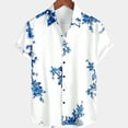 thumbnail image 2 of Camisas Vaqueras Para Hombre XXL Casual Hombres Solapa Estampado Manga Corta Puños Botón Puerto Estilo Floral Camisa Sand Beach Hawaiianss Summer Top (Blue, L), 2 of 3