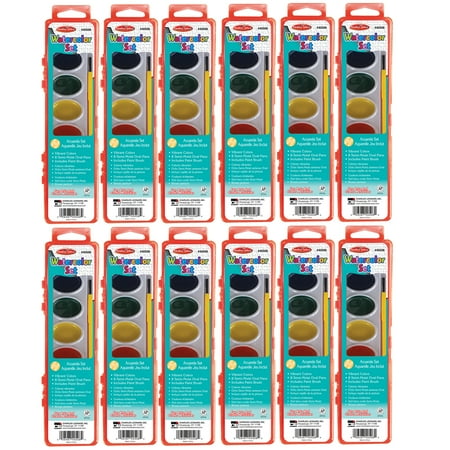 UPC: 0194629110193 | Charles Leonard Semi-Moist Watercolor Paint Set  Oval Pan with Brush  8 Assorted Colors  12 Sets