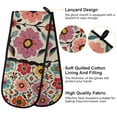 thumbnail image 2 of Yayeee Double Oven Mitt Kitchen Heat Resistant Baking 35" x7" Quilted Glove, Colorful Flowers, 2 of 6
