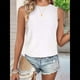 thumbnail image 4 of Camisas Casuales de Verano para Mujer, con Cuello Redondo y Mangas , Blancas, S, 4 of 7
