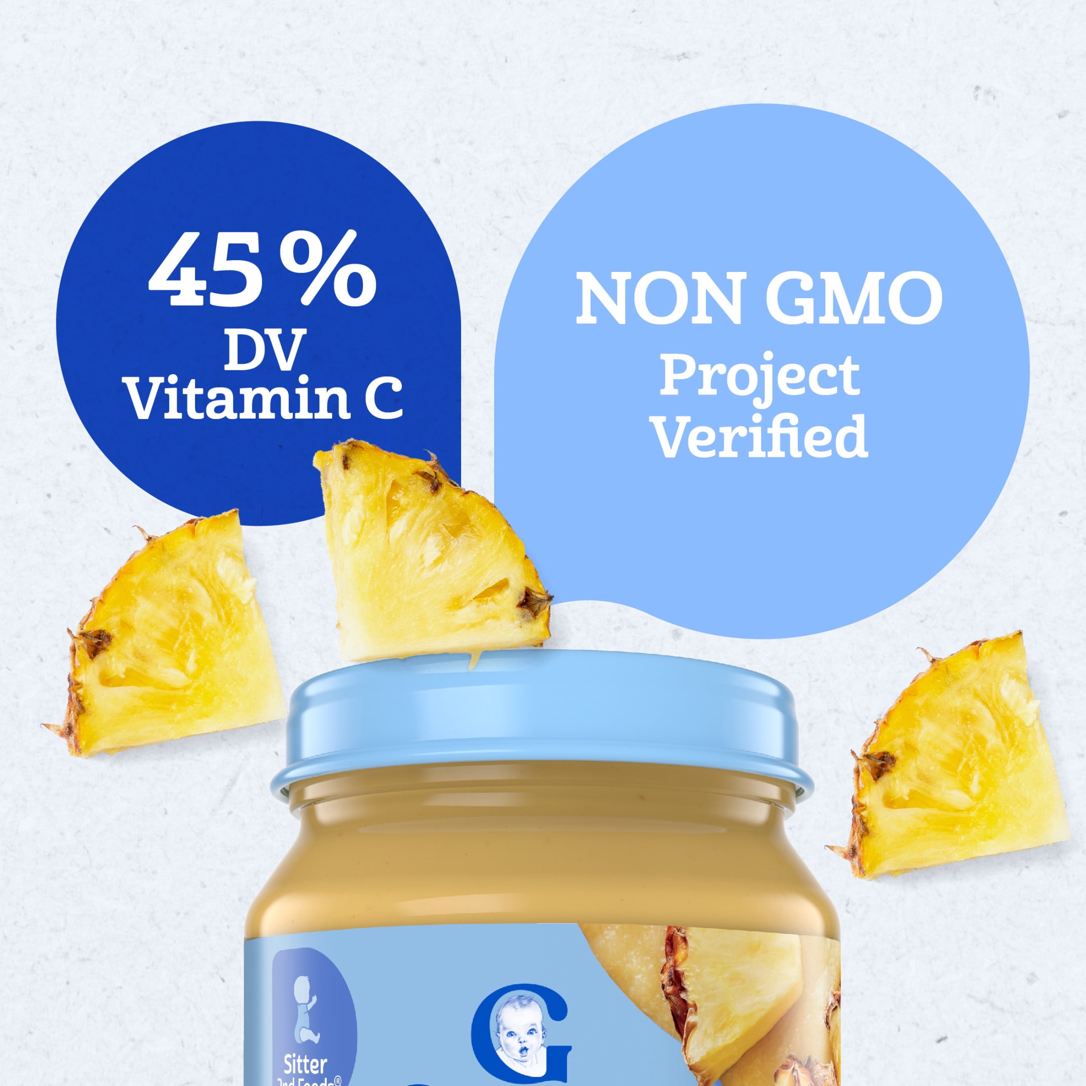 (12 pack) Gerber Stage 2 Baby Food, Pineapple Jar, Fruit Puree, Non-GMO, Baby Puree 4 oz