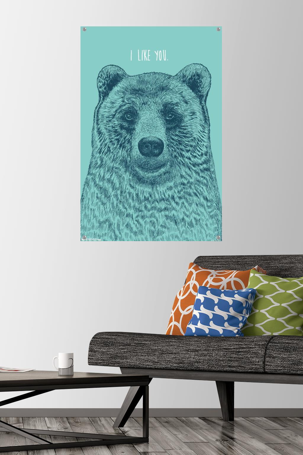 Rachel Caldwell - I Like You Bear Wall Poster with Push Pins, 22.375" x 34"