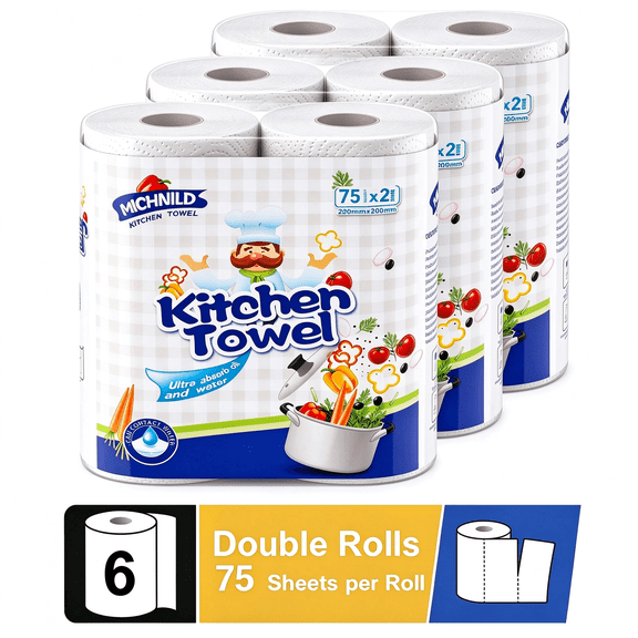 Kitchen paper towels Select-A-Size, 6 Mega Rolls, 75 Sheets per Roll