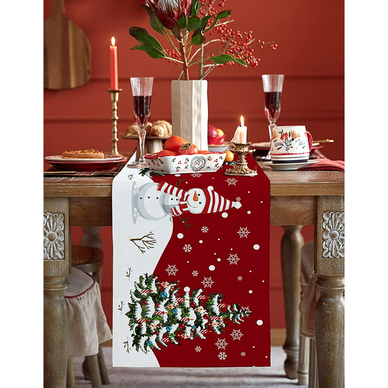 Christmas Tablecloth Snowflake Runner For Rustic Kitchen