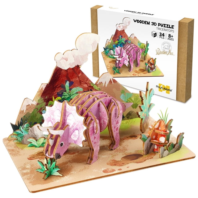 Juego de rompecabezas de dinosaurios 3D JZMDEDR de madera para niños de 8 a 14 años
