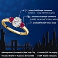 thumbnail image 2 of Gem Stone King 10K Yellow Gold DEF Lab Grown Diamond and Red Created Ruby Engagement Ring for Women | 1.20 Cttw | Oval 7X5MM | Gemstone April Birthstone | Size 8, 2 of 6