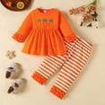 thumbnail image 7 of Girls' Lace Trimmed Long Sleeve Cute Carrot Skirt Set With Easter Striped Pants, Two Piece Set Orange 3Y-4Y, 7 of 7