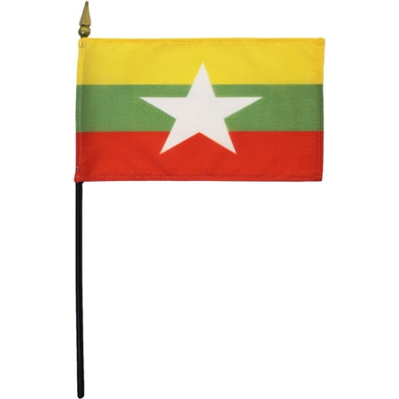 Myanmar (Burma) - 4"X6" Stick Flag