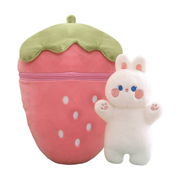 Lapin Peluche Mignon Réversible Sac De Fruits - Oreiller Lapin De Pâques Décoration Canapé