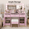 thumbnail image 6 of Ktaxon Large Makeup Vanity, Get Ready with Me GRWM Vanity Table Set W/ Visible Glass Top & Charging Station, Light Pink, 6 of 7