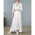 thumbnail image 2 of Women Solid Color Casual Long Sleeve High Low Long Dress GA2418 White, 2 of 3