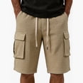 thumbnail image 4 of cllios Waffle Knit Cargo Shorts for Men Multi Side Flap Pockets Elastic Drawstring Waist Solid Color Casual Summer Streetwear Shorts, 4 of 6