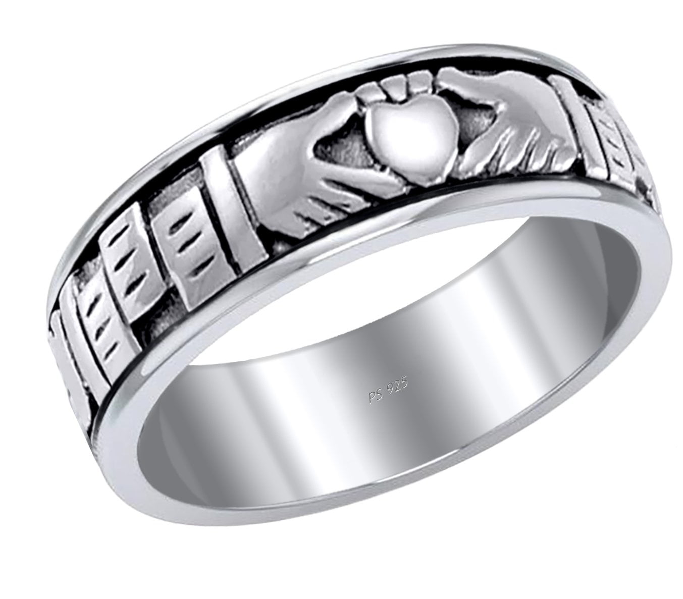 Vuilnisbak Romantiek Verklaring US Jewels Men's 0.925 Sterling Silver Irish Celtic Claddagh Spinner Ring  Band, Size 12.5 - Walmart.com