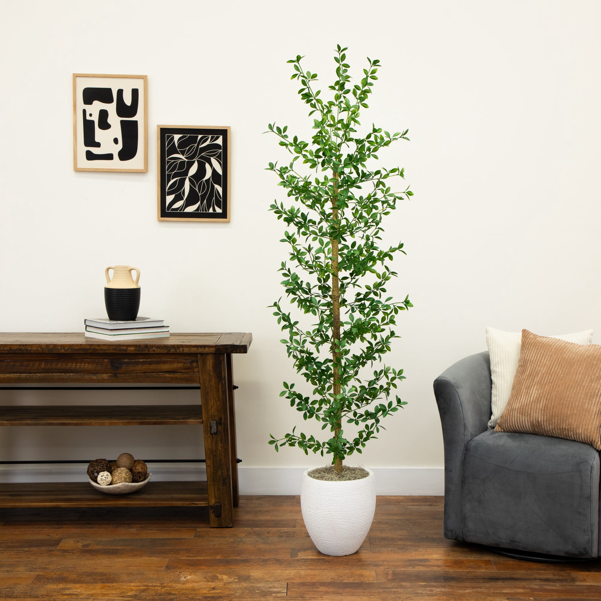 Nearly Natural 7ft. Artificial Shady Lady Black Olive Tree