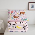 thumbnail image 4 of Floral Horse Comforter King Size,Gallping Horse Comforter Set Teens ,Cartoon Animal Bedding Set Printed Comforter with 2 Pillowcases,Down Alternative,(Pink锛孠ing Size), 4 of 6