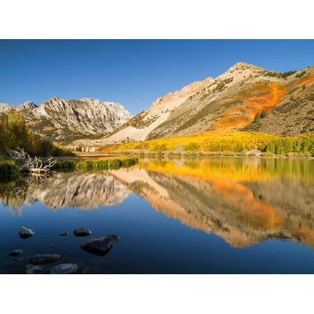 USA, California, Eastern Sierra, Fall Color Reflected in North Lake Print Wall Art By Ann