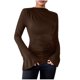 thumbnail image 3 of Tops Henley,Camiseta de verano de manga larga con cuello redondo para mujer, informal y cómoda, de tejido suave y transpirable, ideal para el hogar o el trabajo, sopatenor, 3 of 7