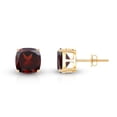 thumbnail image 3 of Rosec Jewels Natural Garnet Stud Earrings for Women (6.4 Ct) - Cushion Cut Earrings with Screw Back - Jewelry Box included, 18K Yellow Gold, 3 of 6