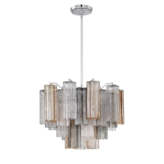 ADD-306-CH-AU Crystorama Lighting Addis - 6 Light Chandelier-14 Inches Tall and 19.75 Inches Wide-Polished Chrome Finish-Autumn Glass Color