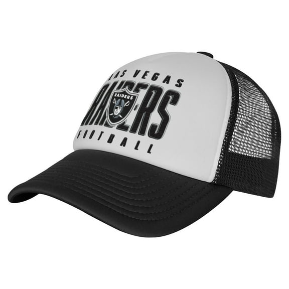 Youth White/Black Las Vegas Raiders Essentials Trucker Adjustable Hat