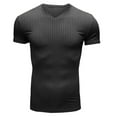 thumbnail image 2 of Camiseta de cuello en V ajustada para hombre: camiseta elástica de manga corta para culturismo, 95 % poliéster, 5 % elastano, tejido de canalé para el gimnasio y el entrenamiento., 2 of 6