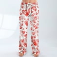 thumbnail image 2 of Valentines Pajamas Pant for Women Heart Graphic Print Pjs Drawstring Jogger Wide Leg Athletic Pants, 2 of 4