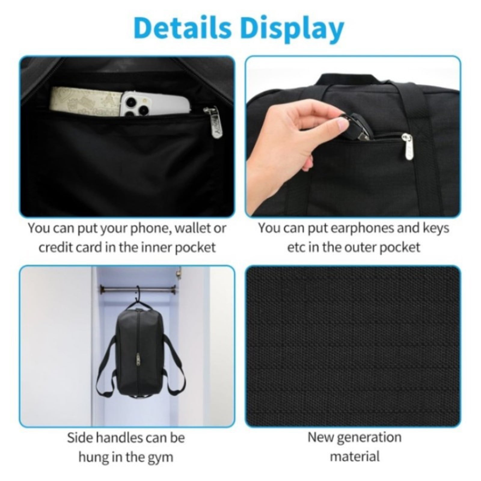 Mini Duffel Bag 14 Inch - Small Gym Bag for Women & Men - Compact Carry On Luggage That Fits Under Airplane Seat - Lightweight Travel Bag for Sports & Weekend Trips