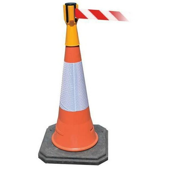 Retractable Barrier Tape, Yellow, 156 in Length