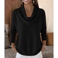 thumbnail image 5 of Sweater for Women Knit Winter Clothes Casual Loose Sweaters Fall Fashion Cowl Neck Long Sleeve Trendy Pullover Black XL, 5 of 7