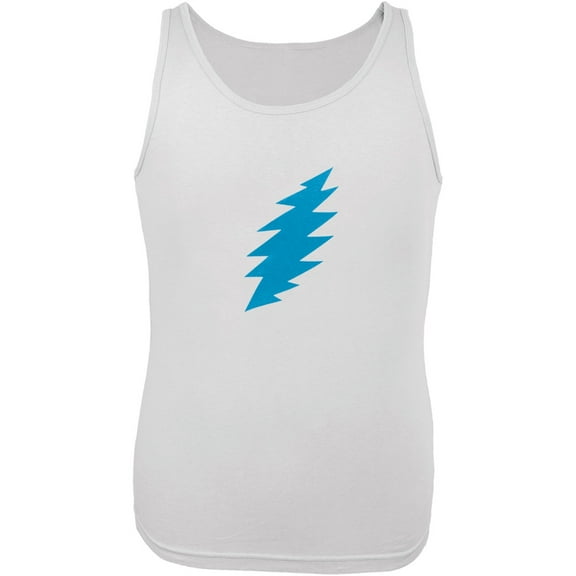 Grateful Dead - Light Blue Lightning Bolt White Tank Top - X-Small