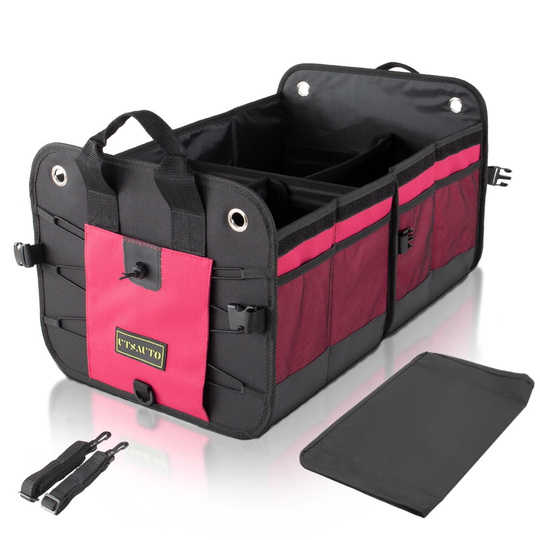 UTSAUTO Car Trunk Organizer, Foldable Compartments Car Cargo Trunk Organizer, Reinforced Handles