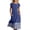 Blue Dress, variant on Miluxas Women's Striped Hem Midi Dress Short Sleeve Round Neck A Line Flowy Long Dress Side Buttons Accent Business Casual Outfits with Pockets White