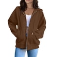 thumbnail image 5 of Resicozy Zip Up Sweatshirt Women 2026 Y2K Casual Long Sleeve Zipper Hoodies Fall Oversized Track Jackets With Pockets Brown M, 5 of 5