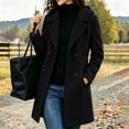 thumbnail image 2 of Cmfcve Womens Plus Size Hooded Coats Double‑Breasted Mid Length Overcoat Long Sleeve Casual Outerwear Jacket, 2 of 8