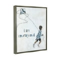 thumbnail image 2 of Stupell Industries I Am Courageous Child Flying Kite Uplifting Phrase Graphic Art Luster Gray Floating Framed Canvas Print Wall Art, Design by Sally Swatland, 2 of 5