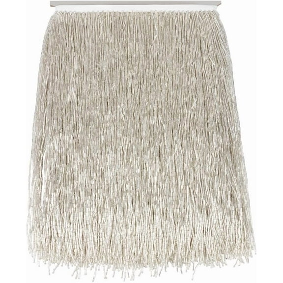 1 yard Plastic Bugle Bead Tassel Trimming Costume Accessories Light Grey 11-3/4 inch(300mm)